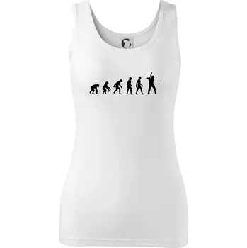 Dámské tričko Evoluce baseball pálkař nápřah + míček - Dámské tílko - XL ( Bílá )