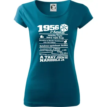 Dámské tričko 1956 v kostce - Dámské triko Pure - M ( Petrolejová )