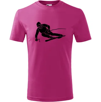 Chlapecké oblečení Purpurové dětské tričko lyžař - barva purpurová - velikost 6let