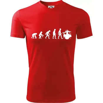 Chlapecké tričko Evoluce bubeník - Dětské triko sportovní (dresovina) - 134 cm/8 let ( Červená )
