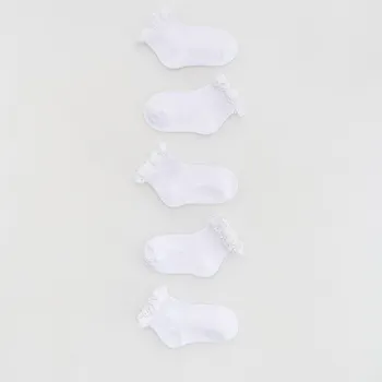 Dívčí oblečení Reserved - Sada 5 párů ponožek s vysokým podílem bavlny a volánovým lemováním - bílá - 274GE-00X - 274GE-00X-K19