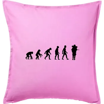 Polštář Evoluce vojáka - plná polní - Polštář 50x50 - 50x50 - Pouze potah ( Růžová )