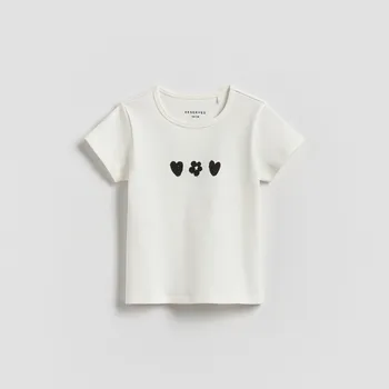 Reserved - Bavlněné tričko s potiskem - krémová - 555FT-01X - 555FT-01X-110