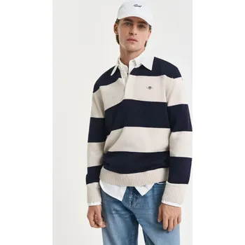 Pánský svetr SVETR GANT BARSTRIPED POLO EVENING BLUE