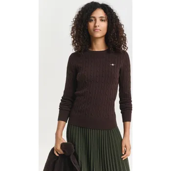 Dámský svetr SVETR GANT STRETCH COTTON CABLE C-NECK DEEP BROWN