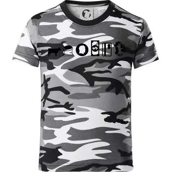 Chlapecké oblečení Evoluce peněz bitcoin - Dětské maskáčové triko - 104-110cm / 3-4 roky ( Šedý maskáč )