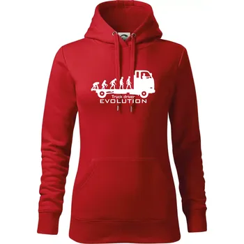 Dámská mikina Truck driver evolution - Mikina dámská Cape s kapucí - L ( Červená )