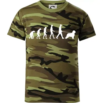 Evoluce pes Briard - Dětské maskáčové triko - 122 cm/6 let ( Zelený maskáč )