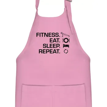 Kuchyňská zástěra Fitness Eat Sleep Repeat - Dětská zástěra na vaření - Univerzální velikost ( Růžová )