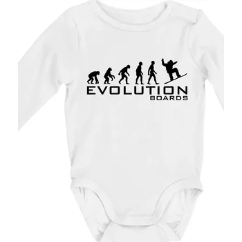 Evoluce Boards - Body kojenecké s dlouhým rukávem - Dlouhý r. 3-6 měs ( Bílá )
