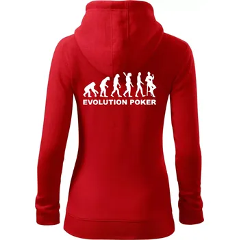 Dámská mikina Evolution poker - Dámská mikina trendy zipper s kapucí - S ( Červená )