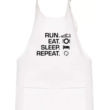 Kuchyňská zástěra Run eat sleep repeat - Dětská zástěra na vaření - Univerzální velikost ( Bílá )
