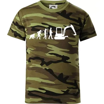 Evoluce bagr malý - Dětské maskáčové triko - 134 cm/8 let ( Zelený maskáč )