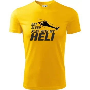 Chlapecké tričko Eat Sleep Play With My Heli - Dětské triko sportovní (dresovina) - 134 cm/8 let ( Žlutá )