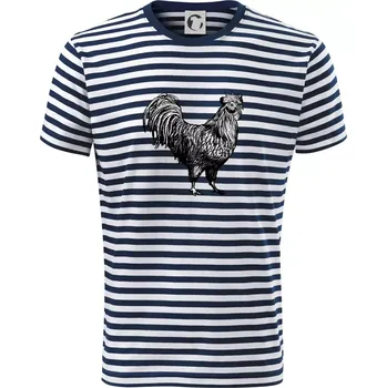 Pánská móda Kohout kreslený černobílý - Triko na vodu - 2XL ( Prouhovaná )