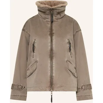 Dámský kabát Blonde No.8 Dámská Bunda S Umělou Kožešinou, khaki, 42