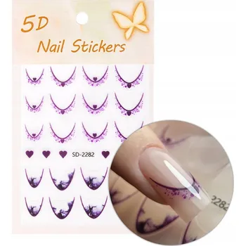 Přípravek na nehty Samolepky na nehty 5D French Francouzská řada Purple SD-2282