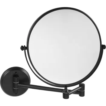 Sapho X-ROUND BLACK E kosmetické zrcátko závěsné, Ø 200mm, oboustranné, černá mat XR010B
