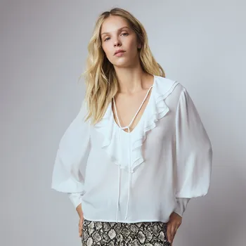 Reserved - Volánová halenka - krémová - 231HP-01X - 231HP-01X-L