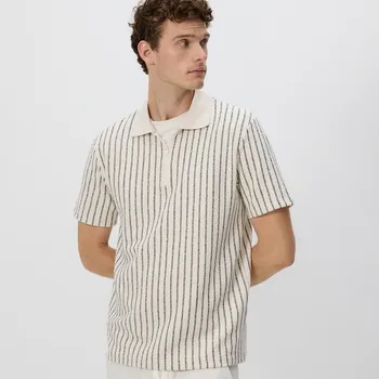 Pánské tričko Reserved - Pruhované polo tričko comfort - krémová - 288EF-01X - 288EF-01X-S