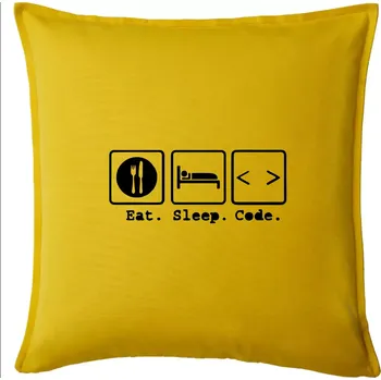 Polštář Eat sleep Code - Polštář 50x50 - 50x50 - Pouze potah ( Žlutá )