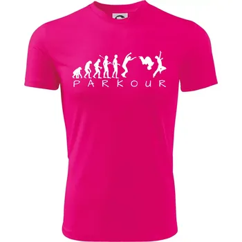 Chlapecké tričko Parkour evoluce - Dětské triko sportovní (dresovina) - 122 cm/6 let ( Neon Pink )