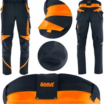 Pánské kalhoty Pánské pracovní kalhoty s reflexními prvky do pasu, elastické, pohodlné, ČERNÉ, velikost 58