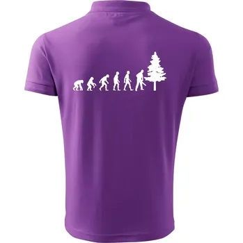 Pánská košile Evoluce dřevorubec - pila a strom - Polokošile pánská Pique Polo 203 - L ( Fialová )
