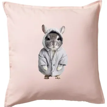 Polštář Křeček v mikině - Polštář 50x50 - 50x50 - Pouze potah ( Světle růžová )
