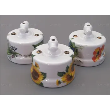 Elektrická zásuvka Porcelánový vypínač otočný Garby s dekorem