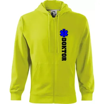 Pánská móda Hvězda života - doktor - Mikina s kapucí na zip trendy zipper - L ( Limetková )