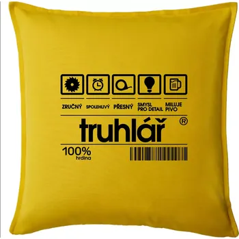 Polštář Čárový kód truhlář - Polštář 50x50 - 50x50 - Včetně výplně ( Žlutá )