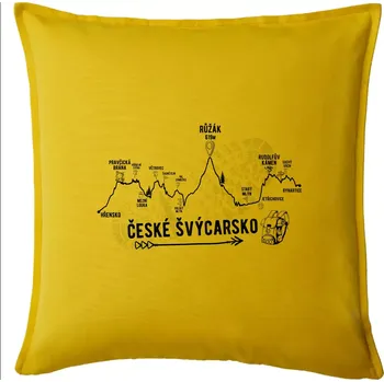 Polštář Profil České Švýcarsko - Polštář 50x50 - 50x50 - Pouze potah ( Žlutá )