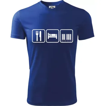 Chlapecké tričko Eat sleep piano v řadě - Dětské triko sportovní (dresovina) - 134 cm/8 let ( Královská modrá )