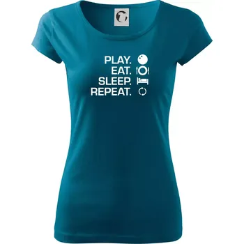Dámské tričko Play eat sleep squash - Dámské triko Pure - S ( Petrolejová )