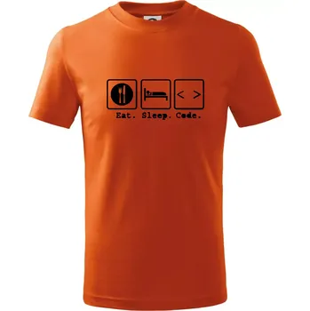 Eat sleep Code - Tričko dětské bavlněné - 134 cm/8 let ( Oranžová )
