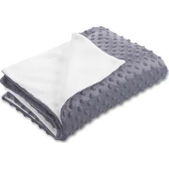 deka Dětská oboustranná deka Minky puntíky/Polar MKP-004 Tmavě šedá 100x150 cm