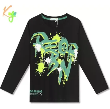 Chlapecké tričko Chlapecké tričko dlouhý rukáv Kugo FC0358 černé (Moderní tričko pro kluky)