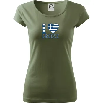 Dámské tričko I love Greece - Dámské triko Pure - S ( Khaki )
