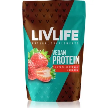 Protein LivLife Vegan Protein rostlinný protein příchuť Strawberry 490 g