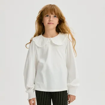 Reserved - Bavlněná halenka s límečkem - bílá - 337FT-00X - 337FT-00X-164