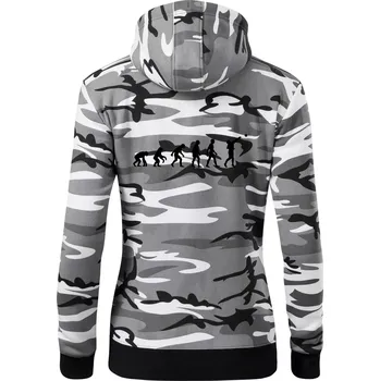 Dámská mikina Evoluce vrh koulí - Dámská mikina trendy zipper s kapucí - 2XL ( Šedý maskáč )