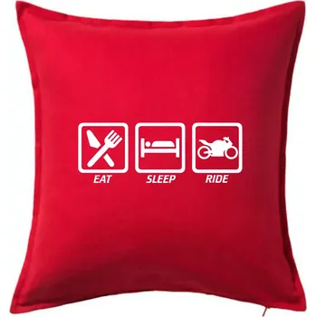 Polštář Eat sleep ride - silnice - Polštář 50x50 - 50x50 - Pouze potah ( Červená )