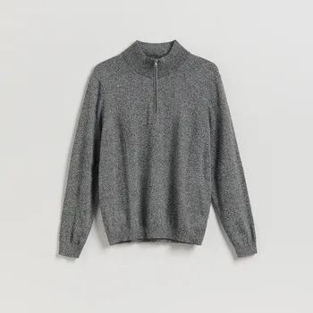 Pánský svetr Reserved - Bavlněný svetr se stojáčkem - tmavě šedá - 453GQ-90M - 453GQ-90M-M