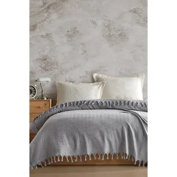 Přehoz na lůžko Přehoz na postel světle šedý, 200 x 220 cm - II. jakost, POUZE OSOBNÍ ODBĚR + vyzvednutí ZDARMA