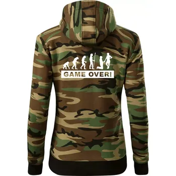 Dámská mikina Game over evoluce - Dámská mikina trendy zipper s kapucí - S ( Hnědý maskáč )