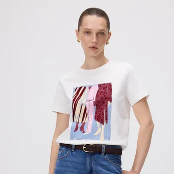 Dámské tričko Reserved - Tričko s potiskem - krémová - 426FS-01X - 426FS-01X-L