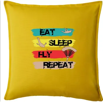 Polštář Eat Sleep Fly Repeat Paragliding - Polštář 50x50 - 50x50 - Pouze potah ( Žlutá )