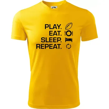 Chlapecké tričko Play Eat Sleep Repeat americký fotbal - Dětské triko sportovní (dresovina) - 146 cm/10 let ( Žlutá )