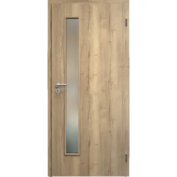 Stavební výplň SAPELI ELEGANT KOMFORT M60 - CPL LAMINÁT - OTOČNÉ DVEŘE VČ. ZÁRUBNĚ - Dub Halifax Průchozí šířka (cm): 80, Průchozí výška (cm): 197, Typ skla: Satináto bílé